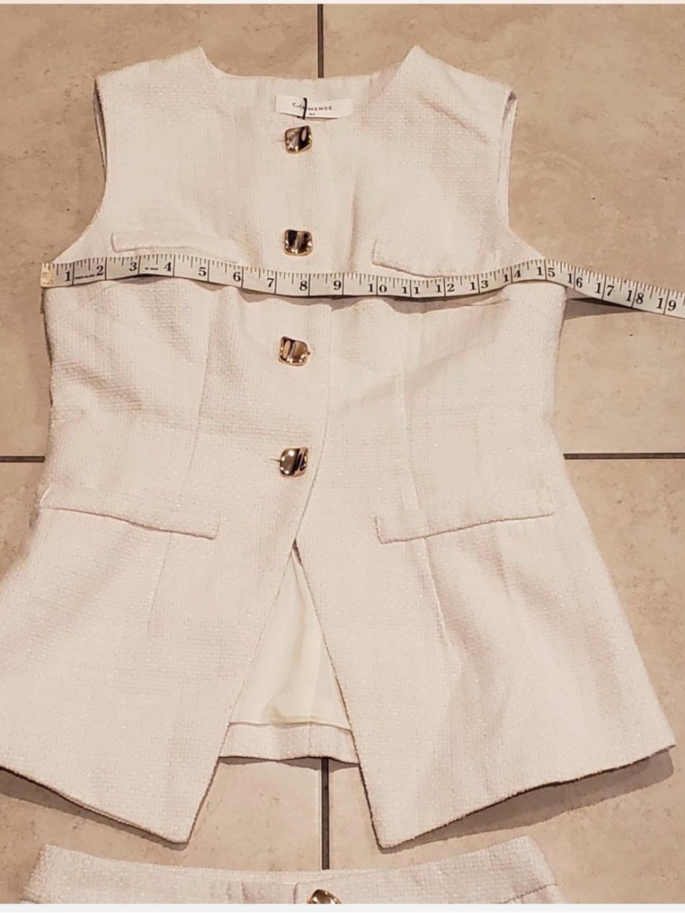 Commense Metal Button Tweed Vest & Short Set - Picture 5 of 8